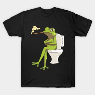 Cool frog smoking a cigarette on the toilet T-Shirt